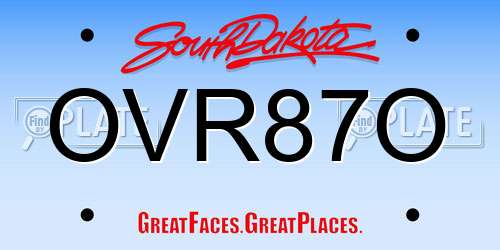 OVR87O South Dakota License Plate