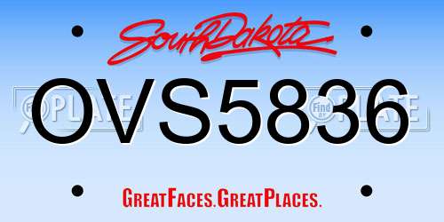 OVS5836 South Dakota License Plate