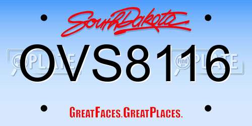 OVS8116 South Dakota License Plate