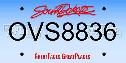 OVS8836 South Dakota License Plate