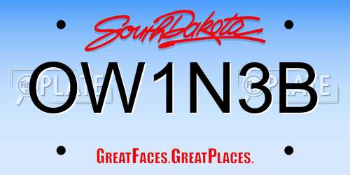 OW1N3B South Dakota License Plate