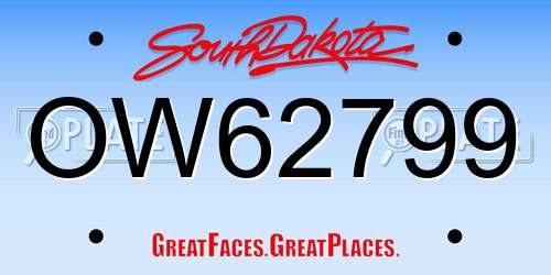 OW62799 South Dakota License Plate