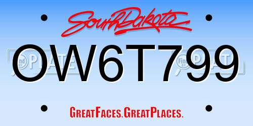 OW6T799 South Dakota License Plate