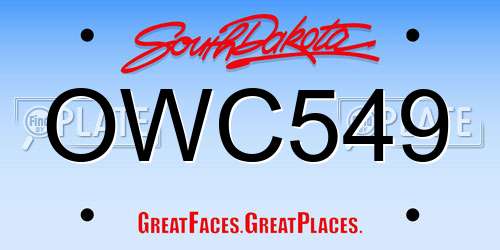 OWC549 South Dakota License Plate
