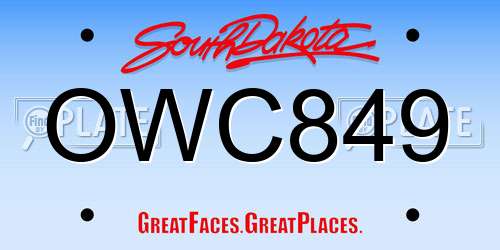 OWC849 South Dakota License Plate