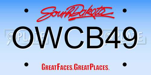 OWCB49 South Dakota License Plate