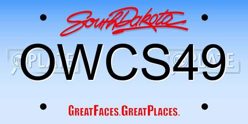 OWCS49 South Dakota License Plate