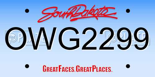 OWG2299 South Dakota License Plate