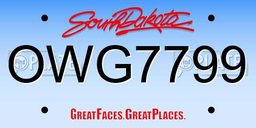 OWG7799 South Dakota License Plate