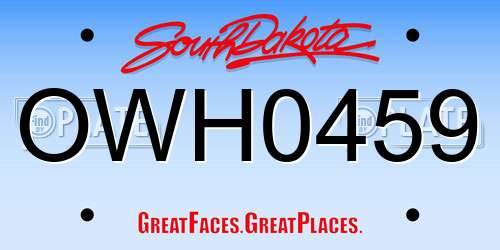 OWH0459 South Dakota License Plate