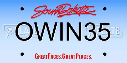 OWIN35 South Dakota License Plate