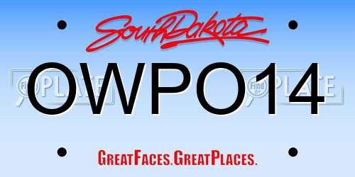 OWPO14 South Dakota License Plate