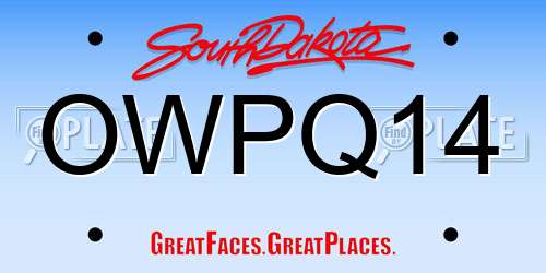 OWPQ14 South Dakota License Plate