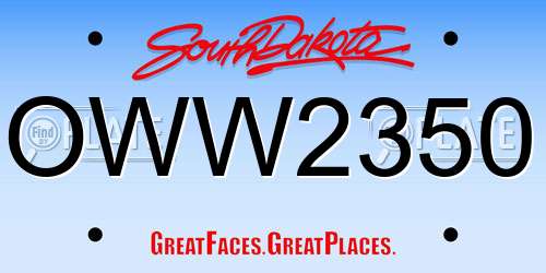 OWW2350 South Dakota License Plate