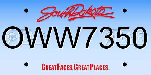 OWW7350 South Dakota License Plate