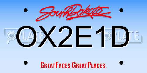 OX2E1D South Dakota License Plate