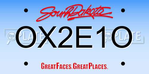 OX2E1O South Dakota License Plate