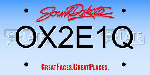 OX2E1Q South Dakota License Plate