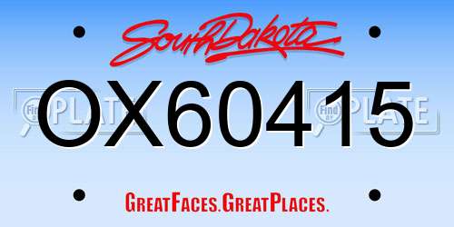 OX60415 South Dakota License Plate