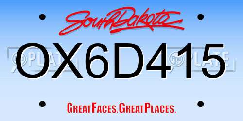 OX6D415 South Dakota License Plate