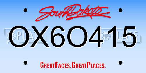 OX6O415 South Dakota License Plate