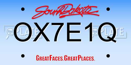 OX7E1Q South Dakota License Plate