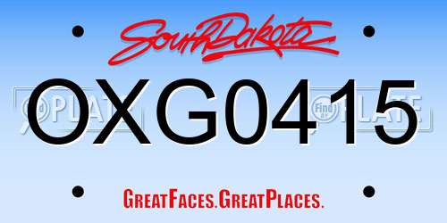 OXG0415 South Dakota License Plate