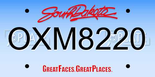OXM8220 South Dakota License Plate