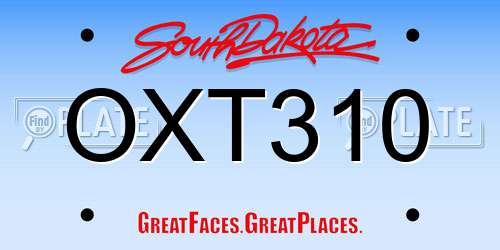 OXT310 South Dakota License Plate