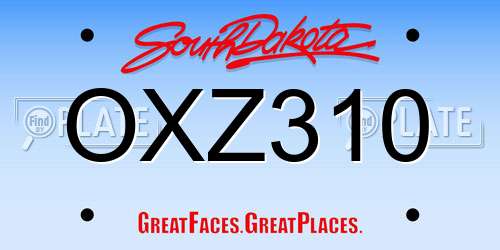 OXZ310 South Dakota License Plate