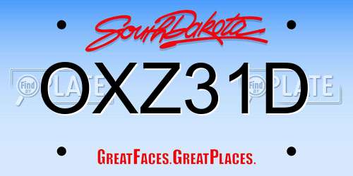 OXZ31D South Dakota License Plate