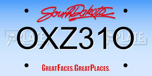 OXZ31O South Dakota License Plate