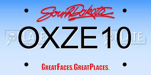 OXZE10 South Dakota License Plate