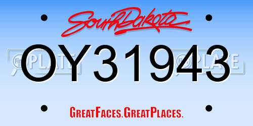 OY31943 South Dakota License Plate