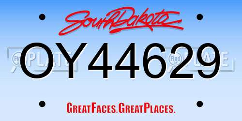 OY44629 South Dakota License Plate