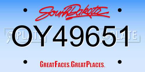OY49651 South Dakota License Plate