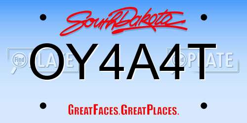 OY4A4T South Dakota License Plate