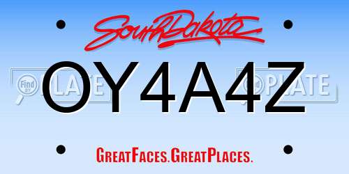 OY4A4Z South Dakota License Plate