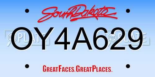 OY4A629 South Dakota License Plate