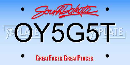 OY5G5T South Dakota License Plate