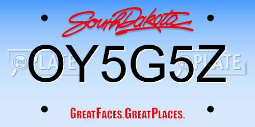 OY5G5Z South Dakota License Plate