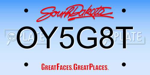 OY5G8T South Dakota License Plate