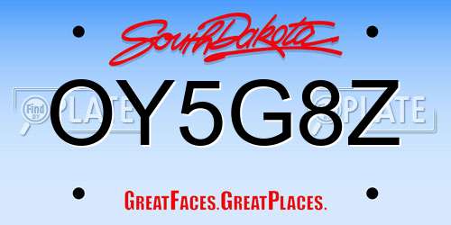 OY5G8Z South Dakota License Plate