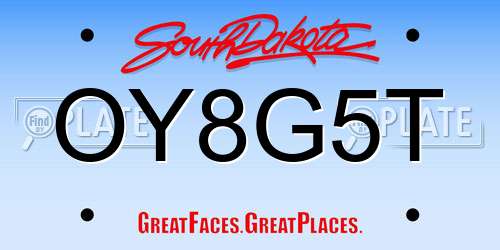 OY8G5T South Dakota License Plate