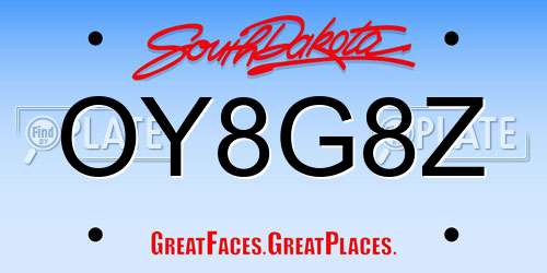 OY8G8Z South Dakota License Plate