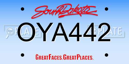 OYA442 South Dakota License Plate