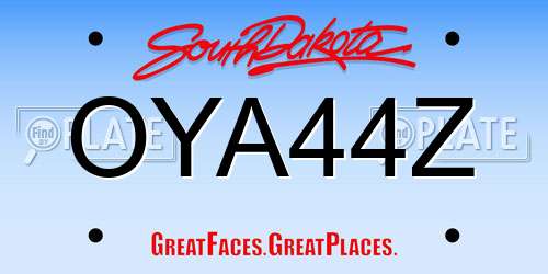 OYA44Z South Dakota License Plate