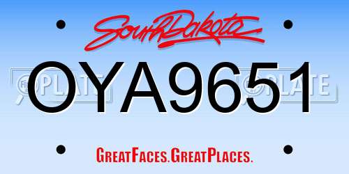 OYA9651 South Dakota License Plate