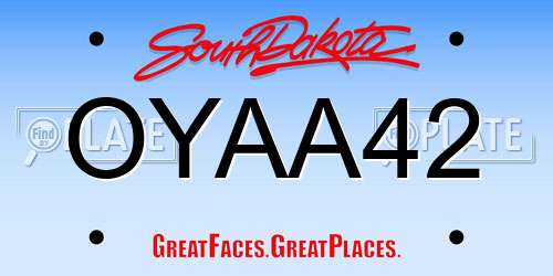 OYAA42 South Dakota License Plate