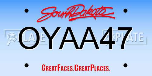 OYAA47 South Dakota License Plate
